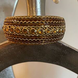Amber & Gold Bangle Bracelet